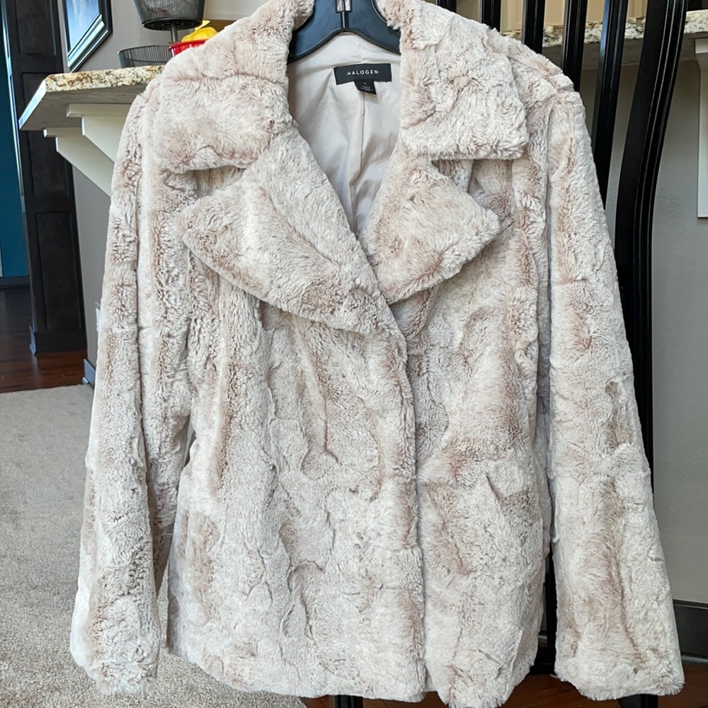 Halogen faux fur coat